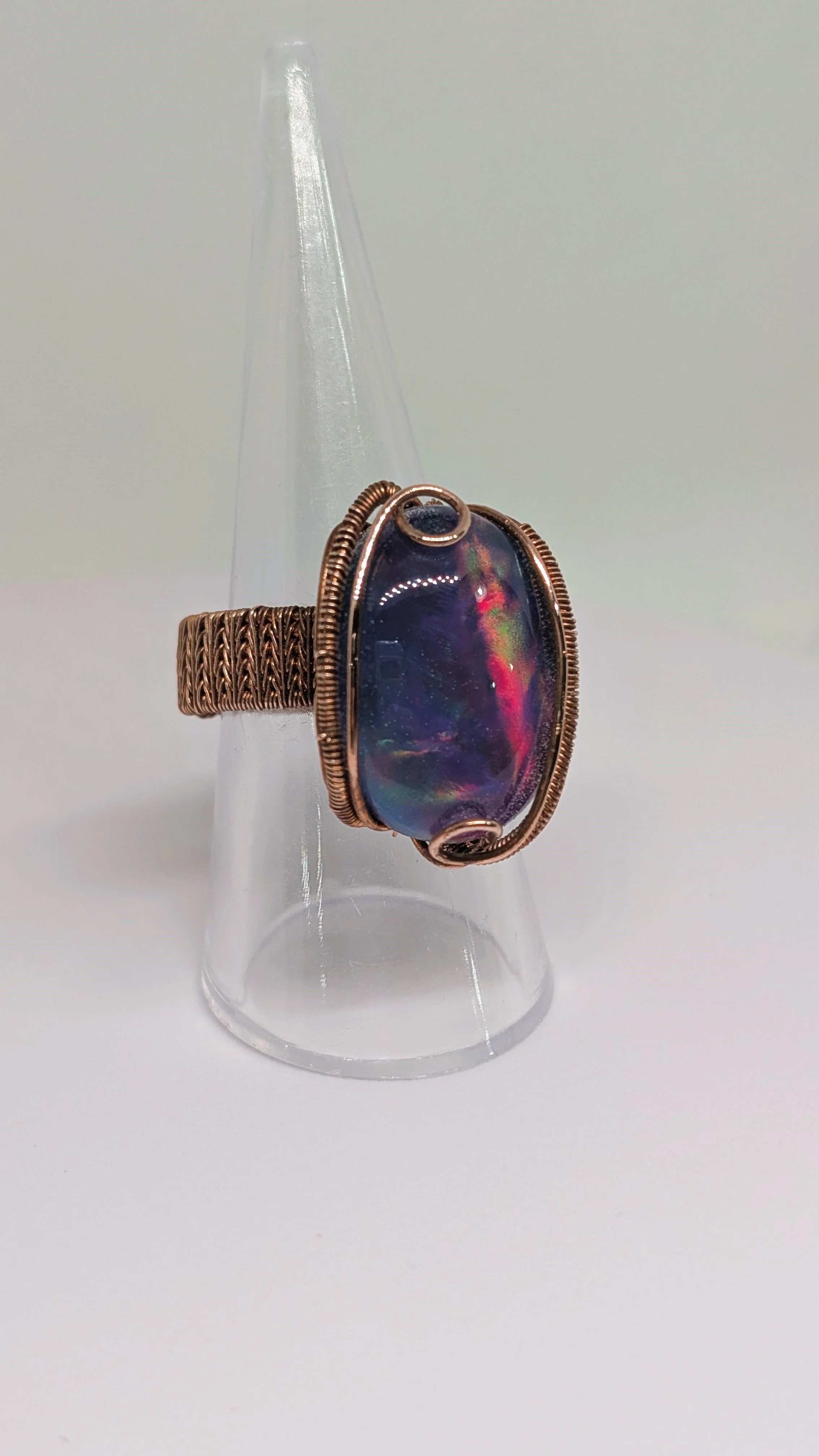 Chunky Aurora Opal Ring - Adjustable
