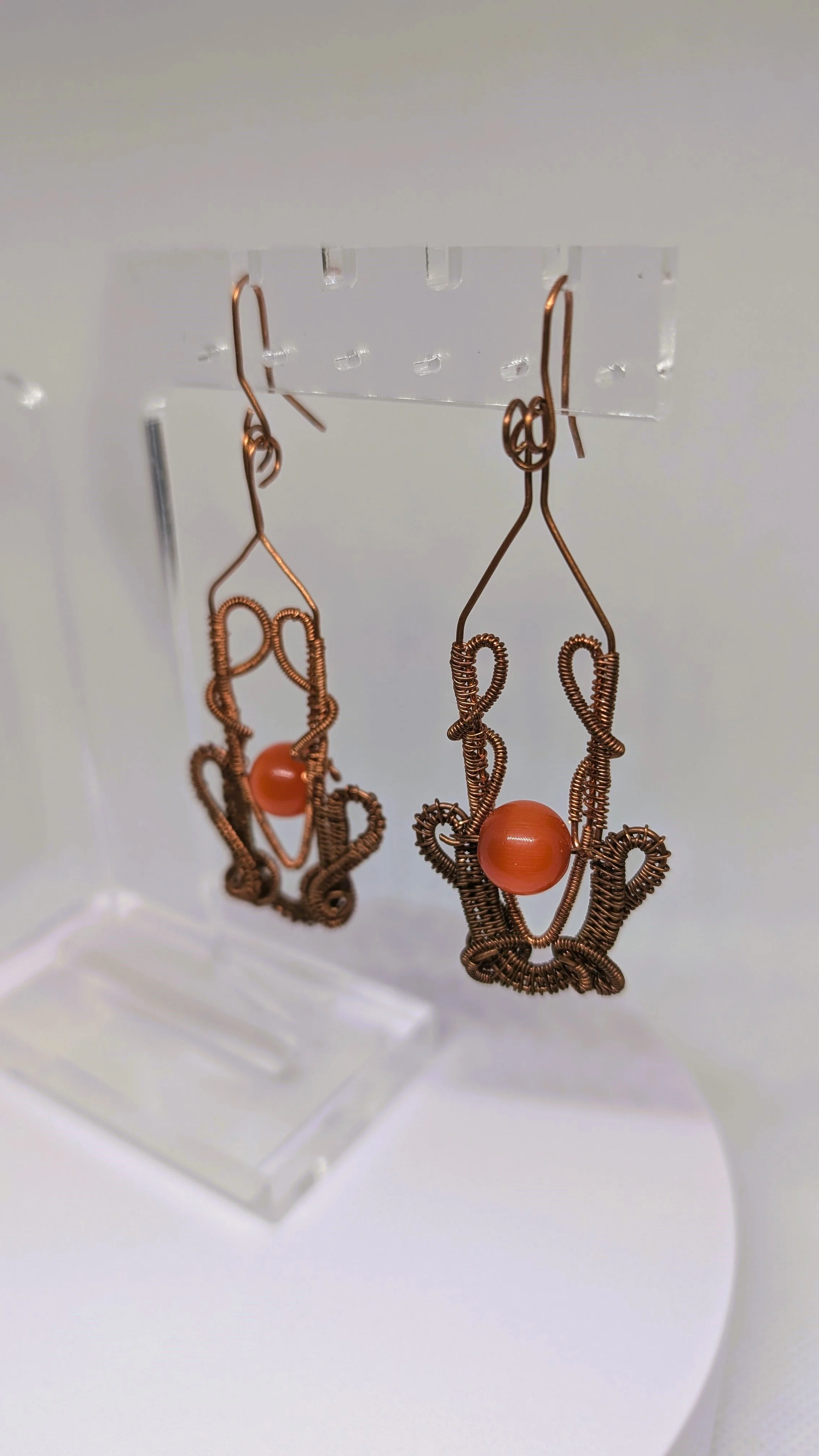 Antique Bronze Carnelian Bead Drop Earrings - Handcrafted in Australia