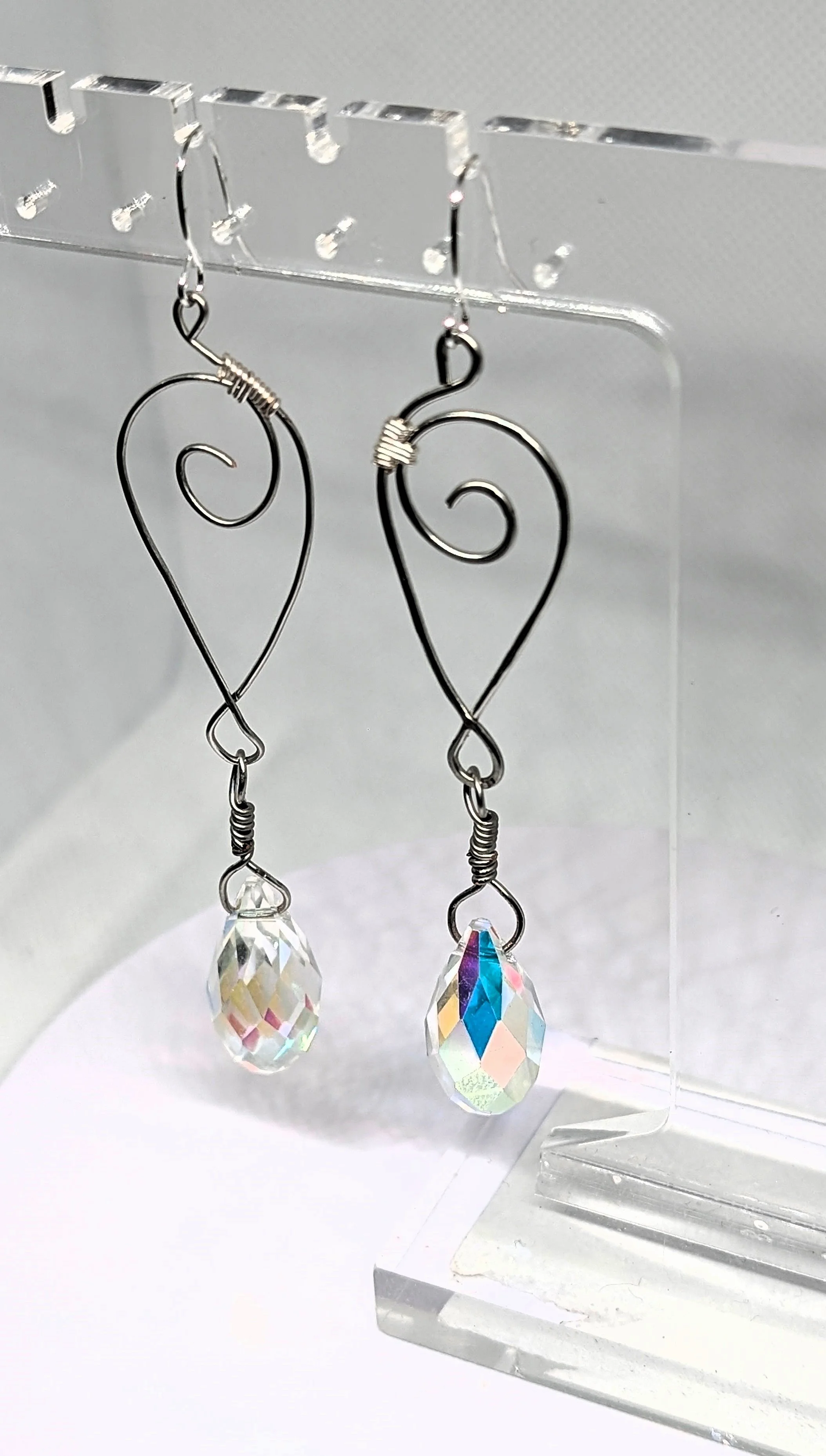 Crystal Tear Drop Earrings - Handmade