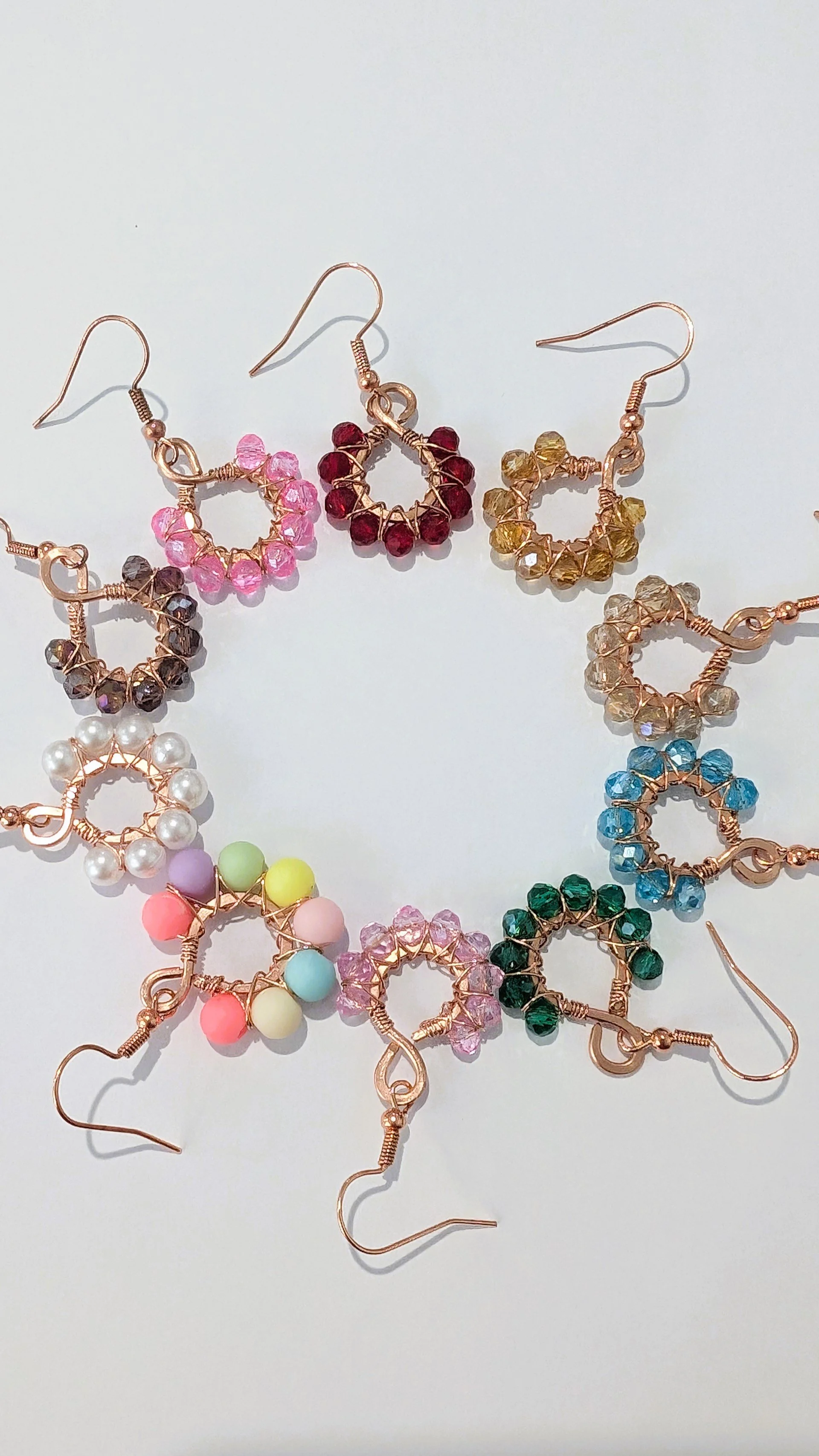Copper Beaded Earrings - Handmade. Variety of colours available!