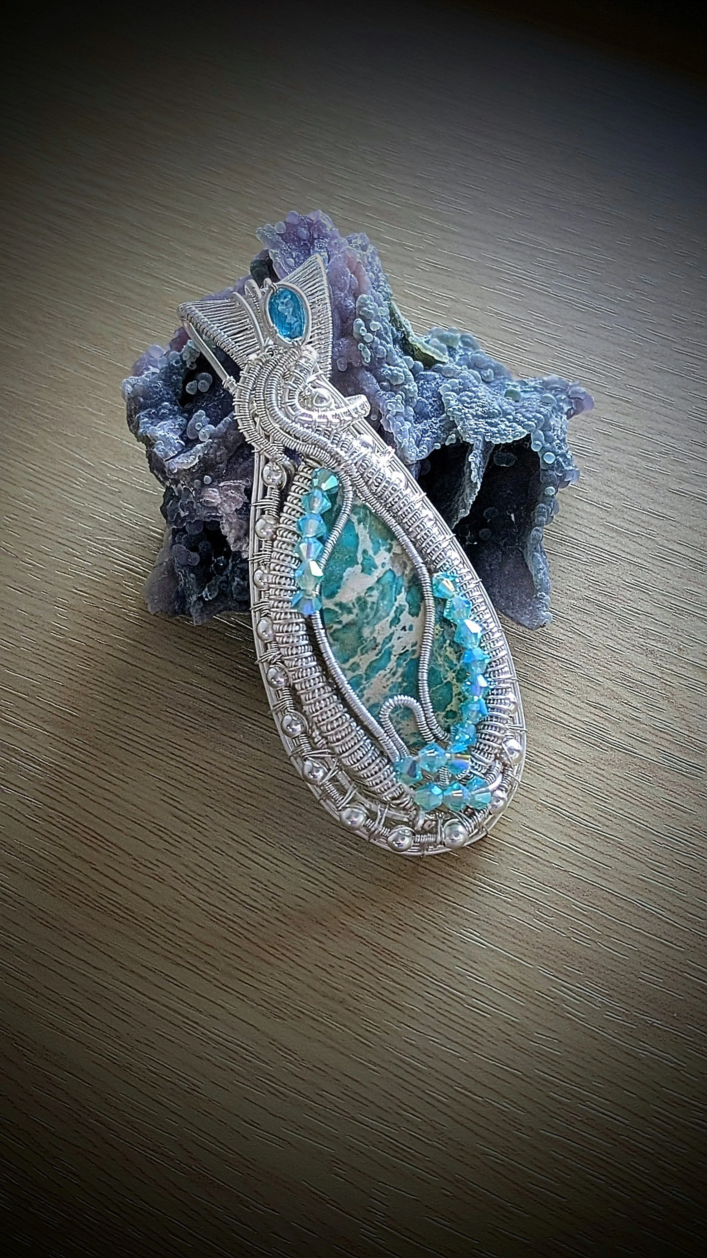 Amazonite and Teal Topaz Pendant