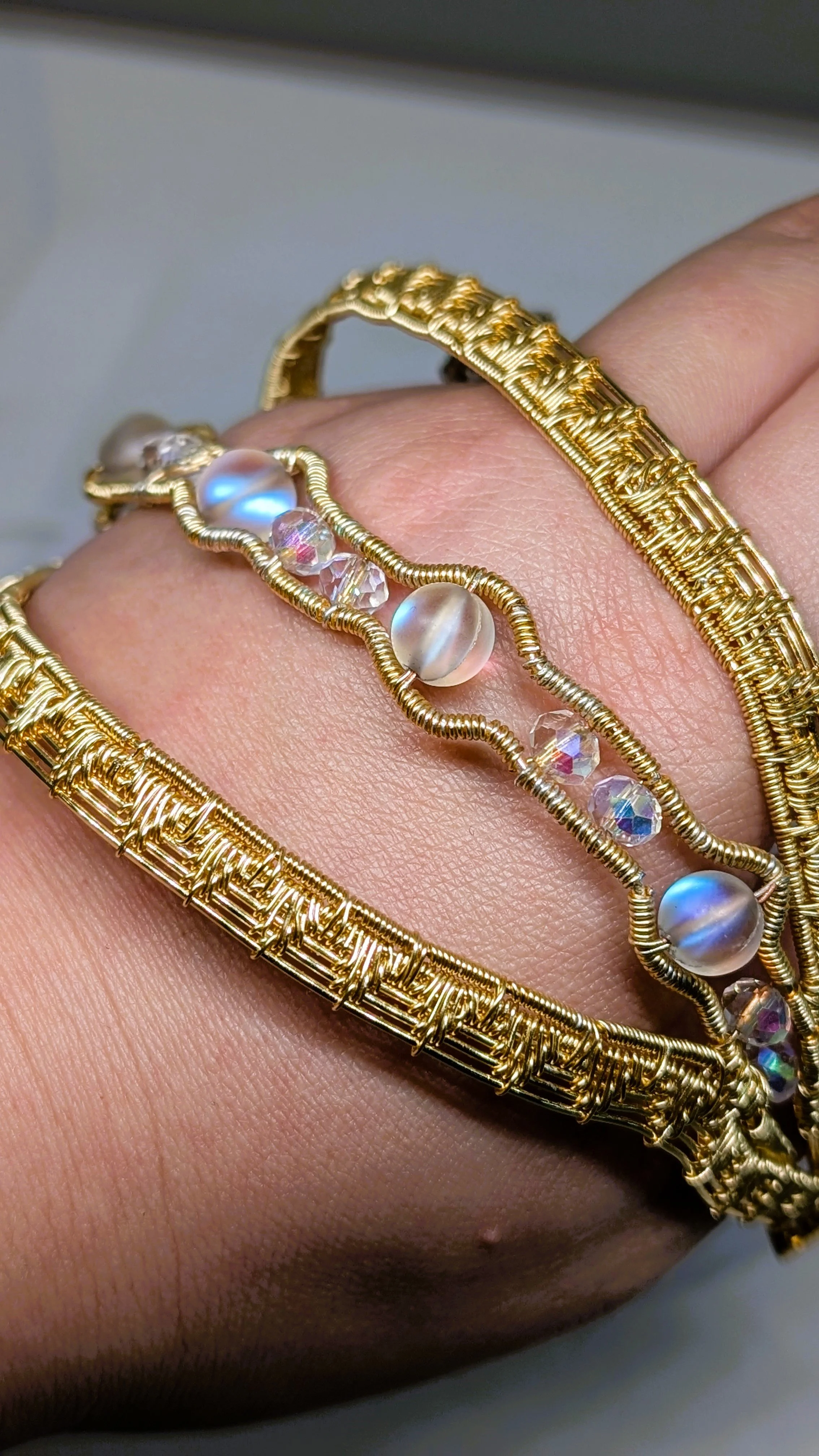 Gold Arm Cuff with Mermaid Tear Beads