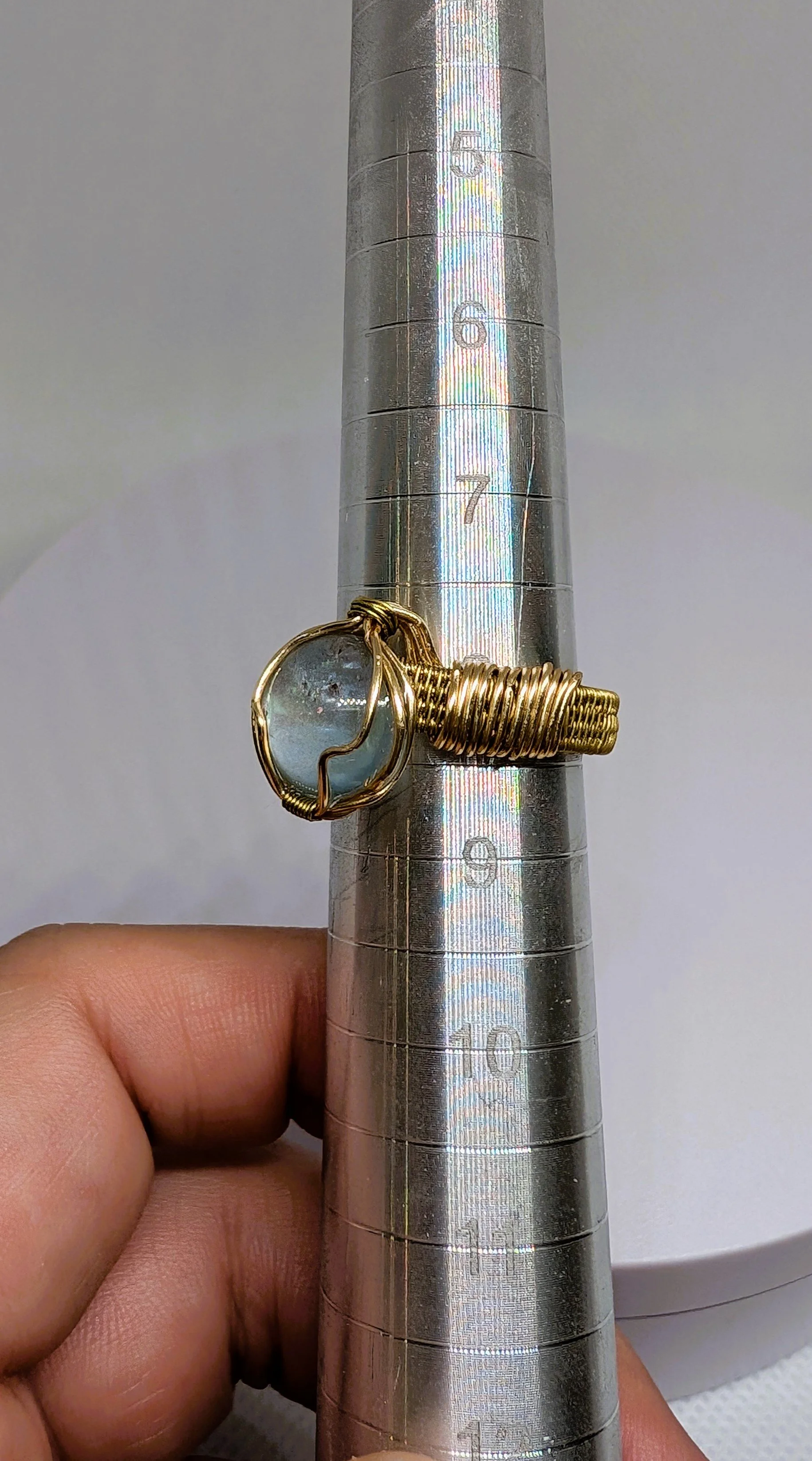 Light Blue and Pink Holographic Effect Ring - Handcrafted - Resin Cabachon